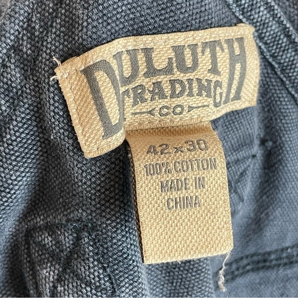 Duluth Bib Overalls Destroyed Men Distressed Gray Men Cargo 42x30 Cotton Work - Picture 2 of 15